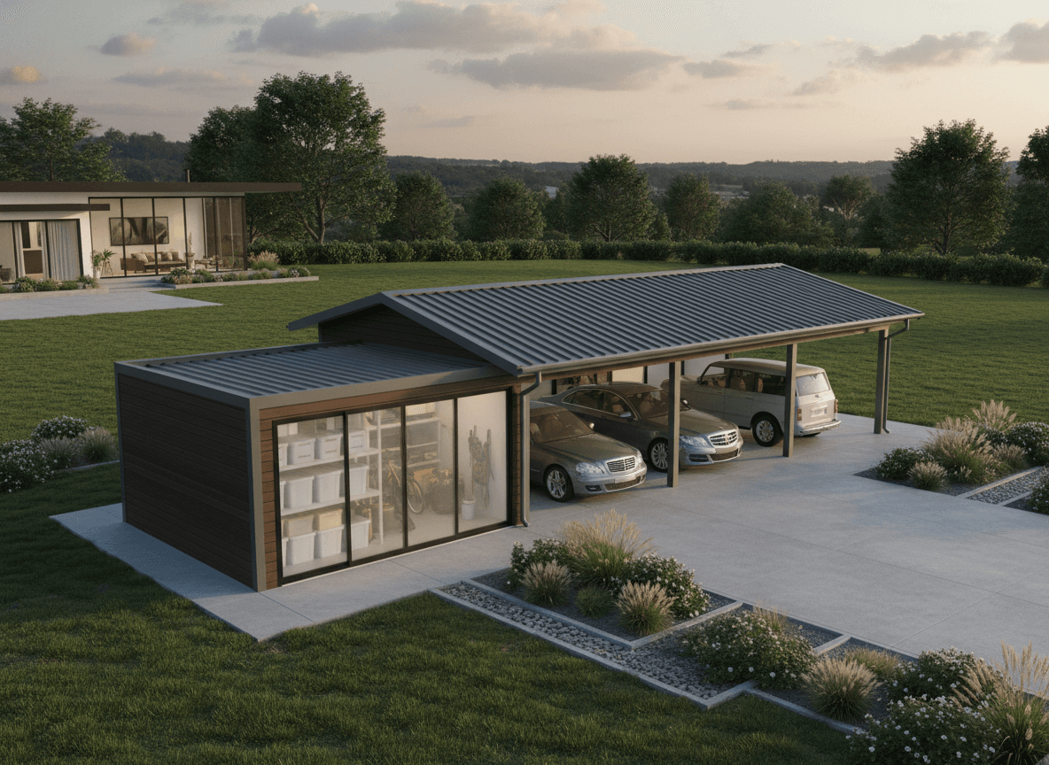 Custom carport and storage structure example