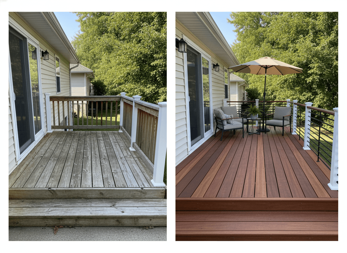 Before and after deck transformation