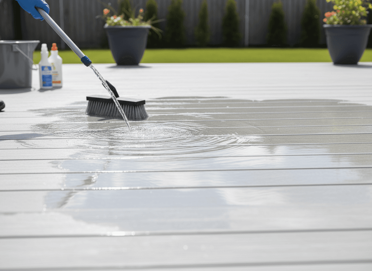 Deck cleaning with soap and water